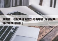 深圳第一批区块链备案公司有哪些[深圳区块链政策扶持项目]